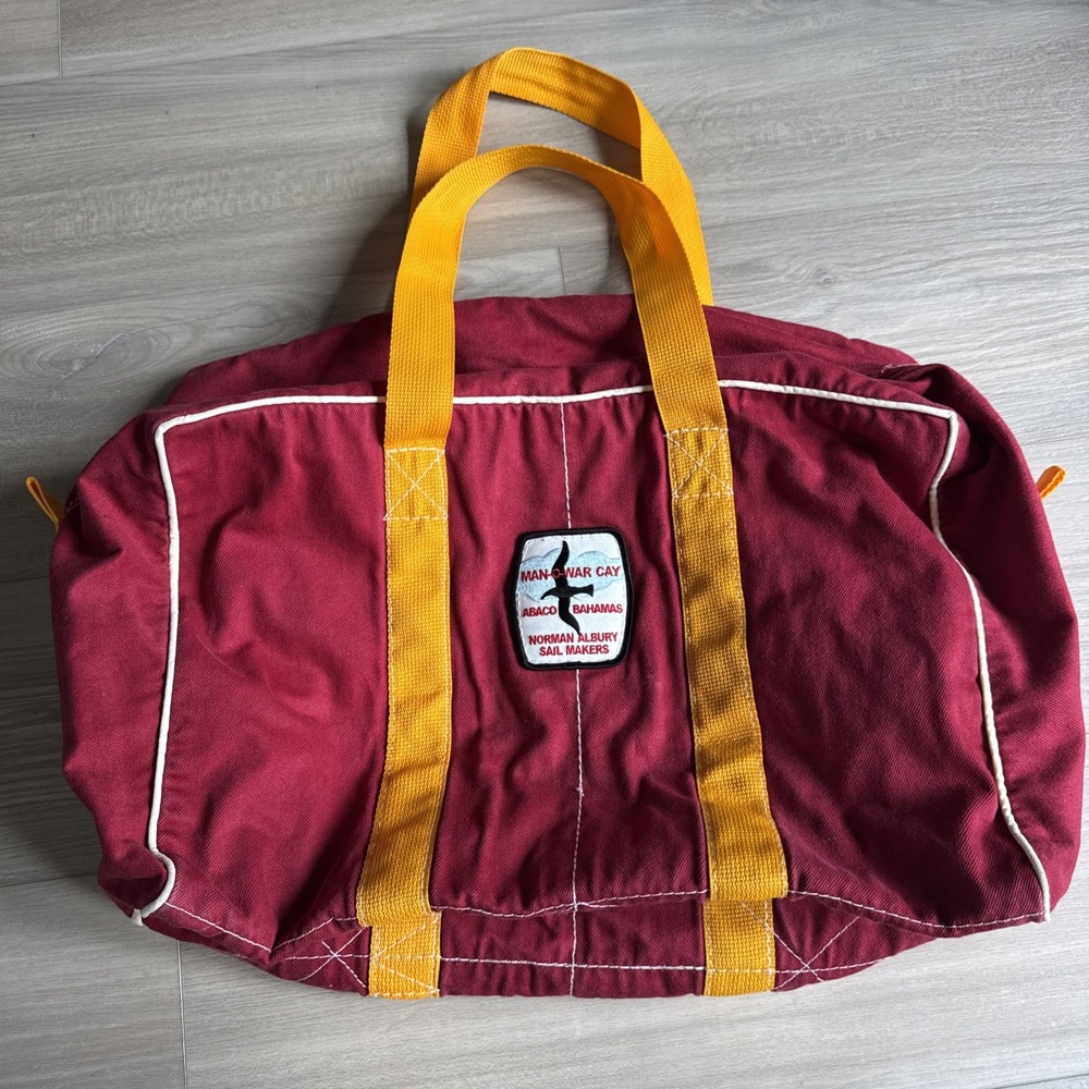 Vintage Man-O-War Cay Norman Albury Sail Makers Tote/Duffle Bag Red/Yellow